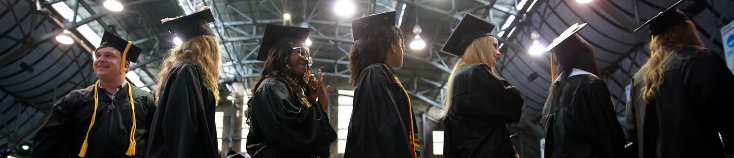 students lined up for graduation