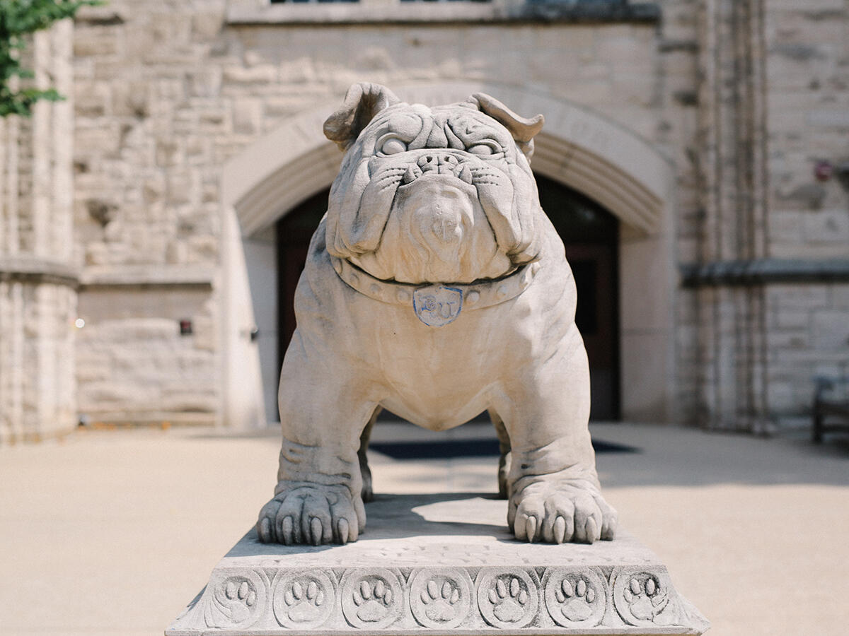 Butler bulldog statue on campus