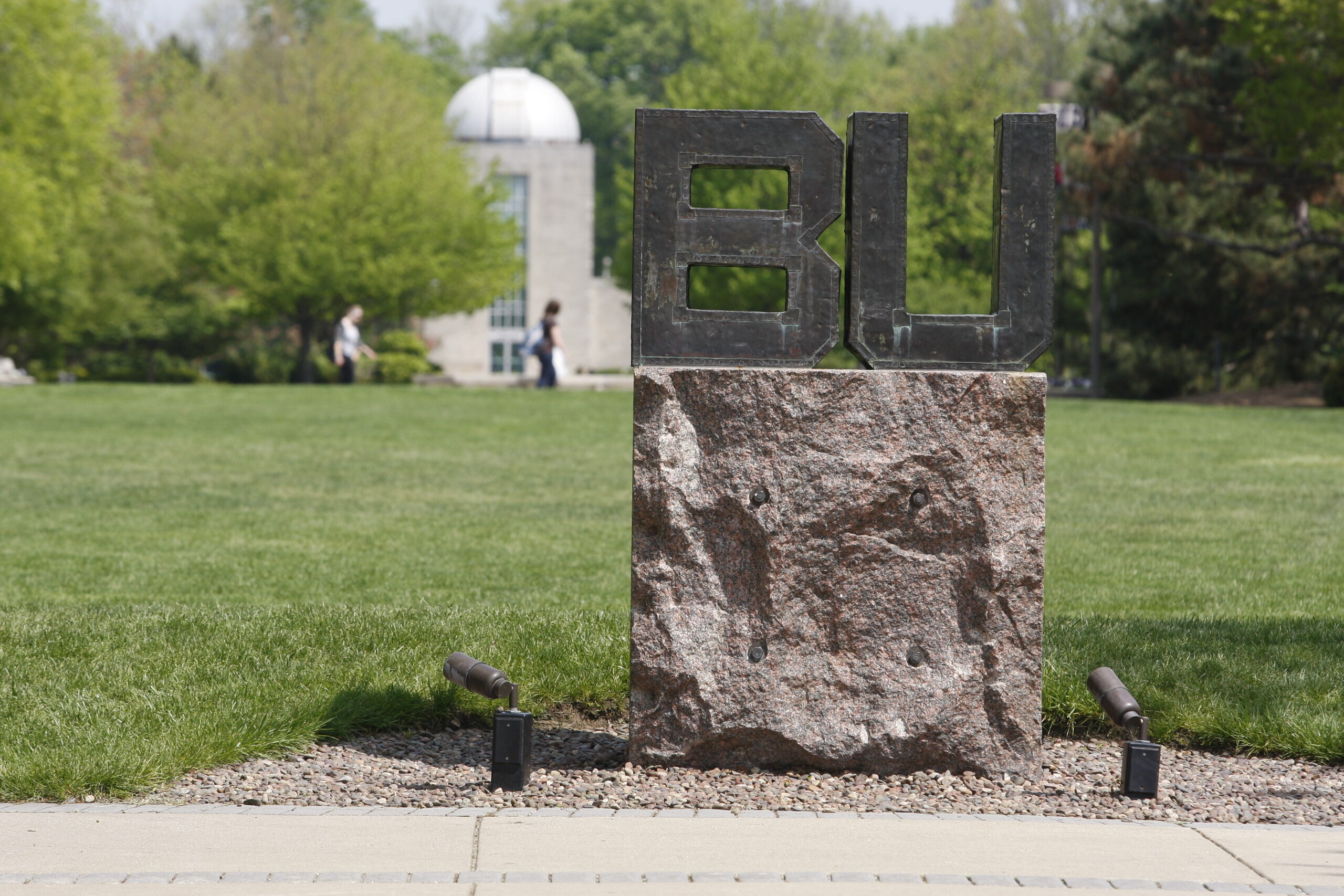 BU sign with Holcomb Observatory in the background