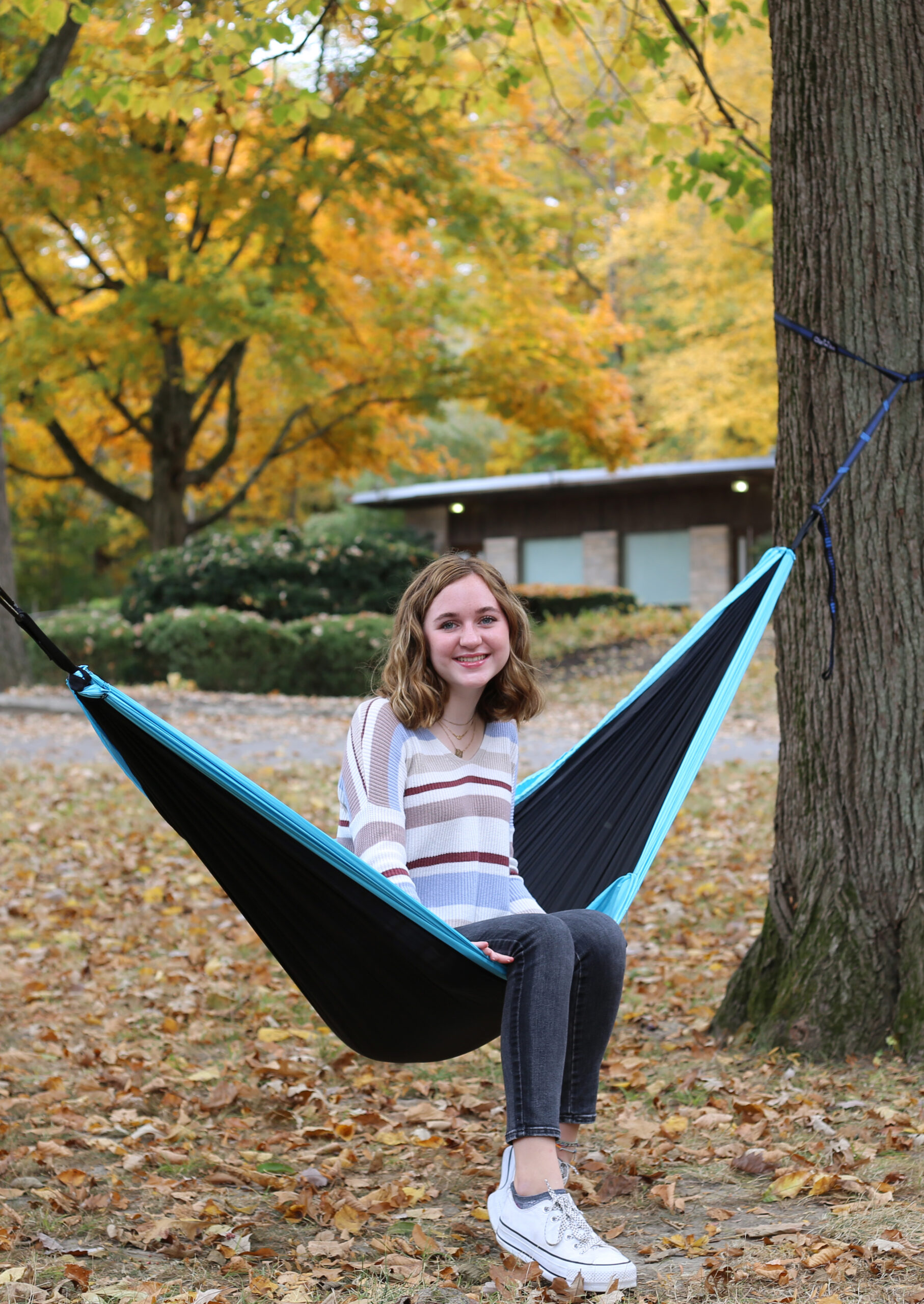 Photo of student in a hammock