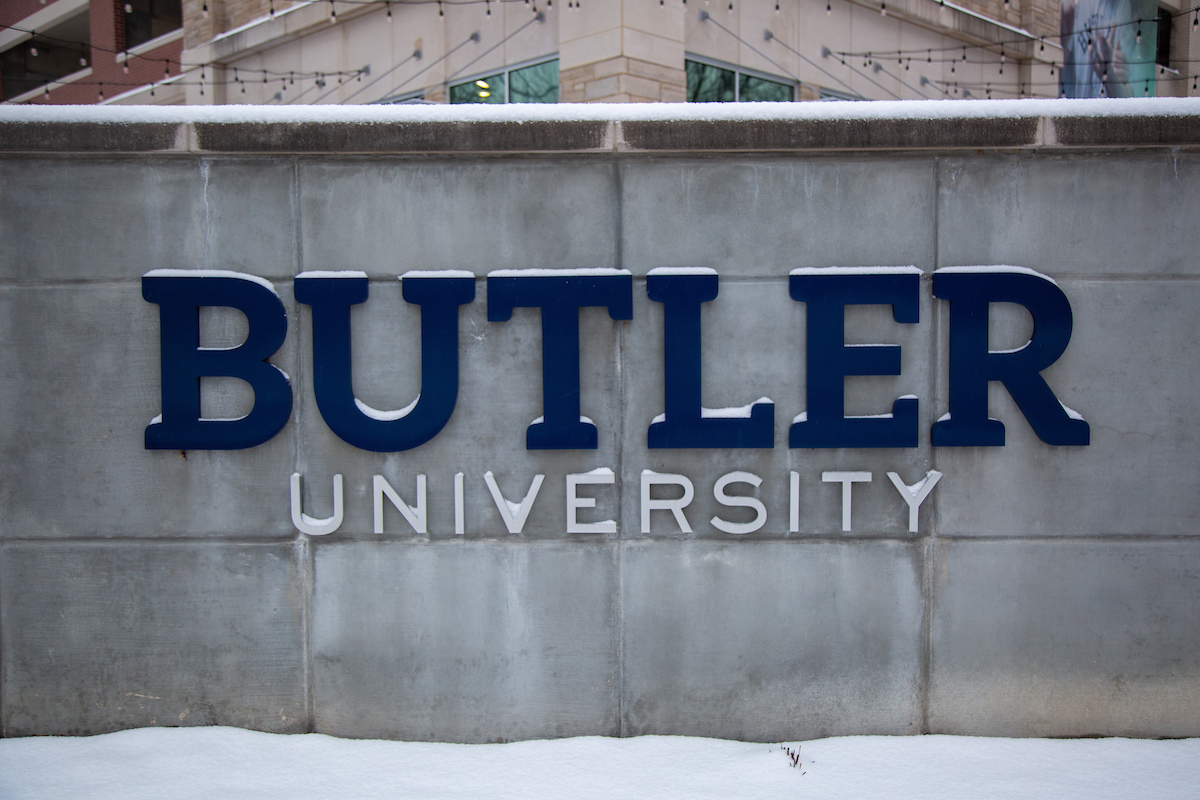 A Butler sign covered in snow.