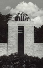 This picture shows the dome just before completion. The original dome was made of wood. After several decades of Indiana weather the dome was replaced with the current aluminum dome.