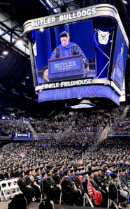 Picture of the Butler University 2023 commencement ceremony at Hinkle Fieldhouse