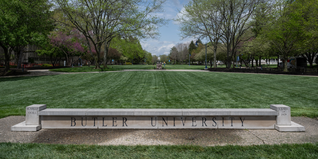 butler university bench on the mall