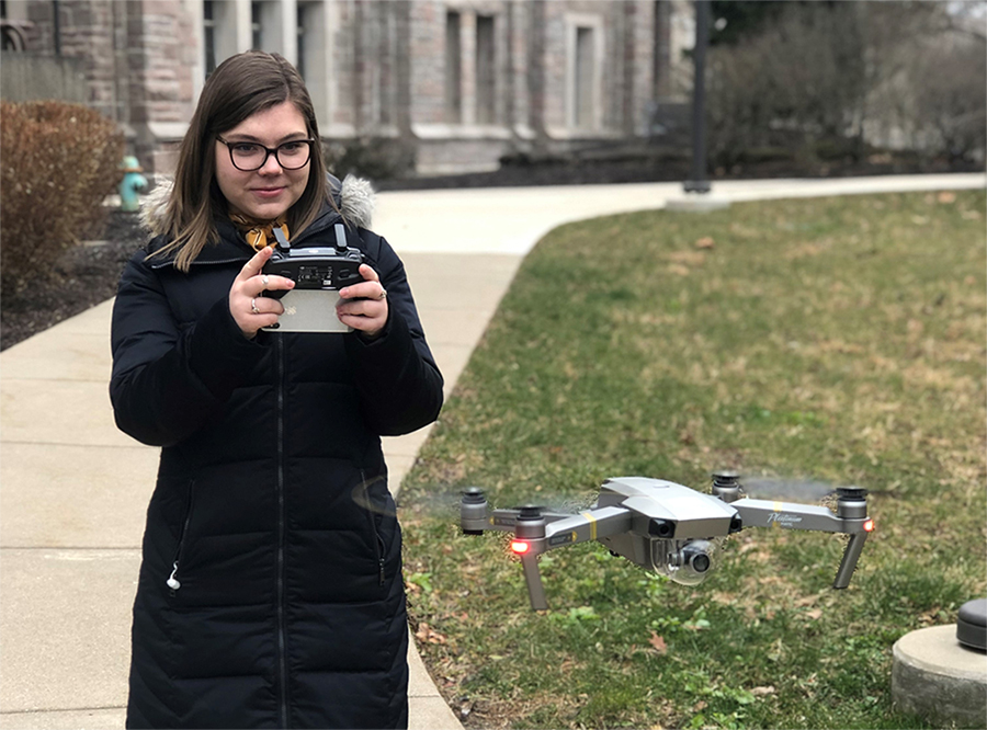 student using a drone