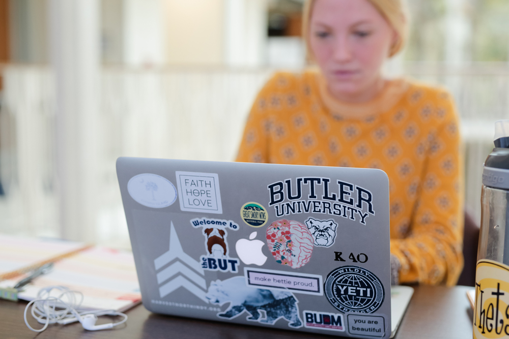 Butler student at computer