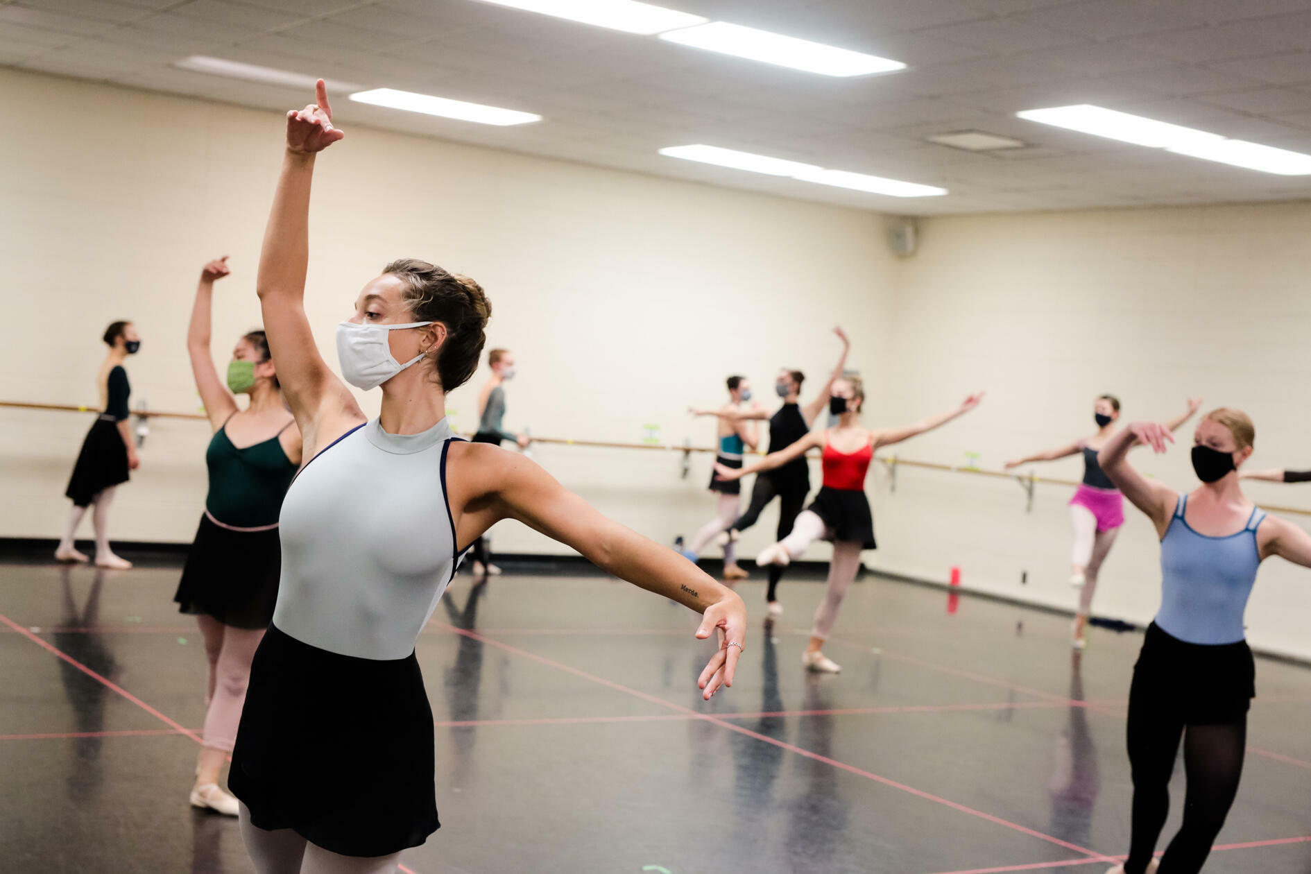 Dancers in a practice room