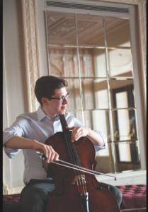 Austin Huntington, principal cello of the Indianapolis Symphony Orchestra playing his cello