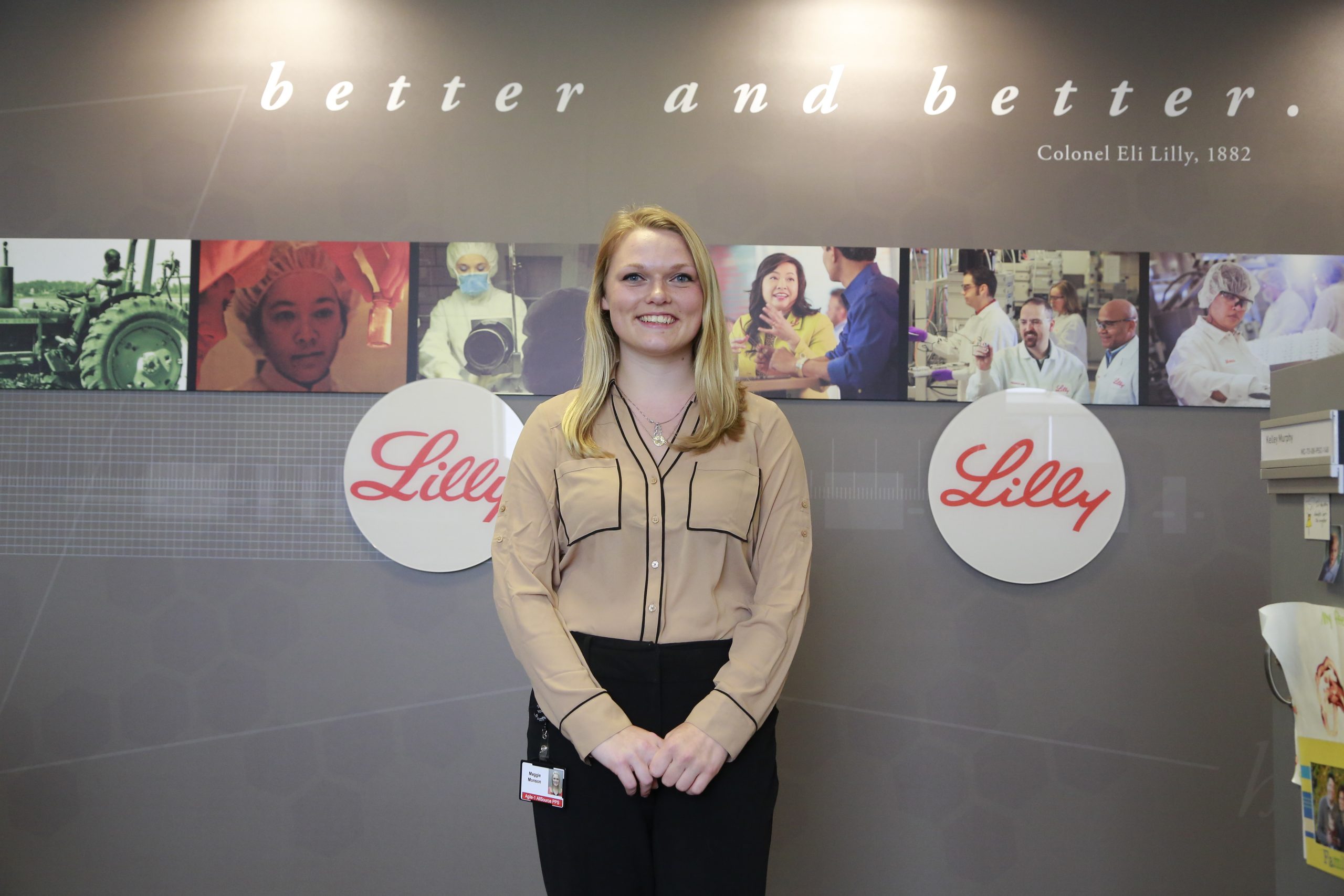 A student with an internship at Eli Lilly