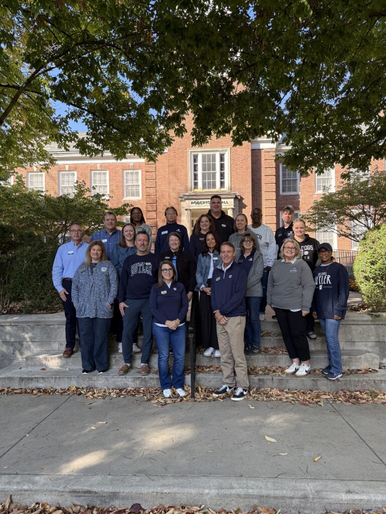 Members of the family council (fall 2025) gathered on the steps outside Robertson Hall.