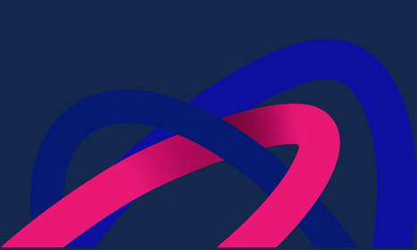 hot pink and blue interlocking semi circles on a dark blue background