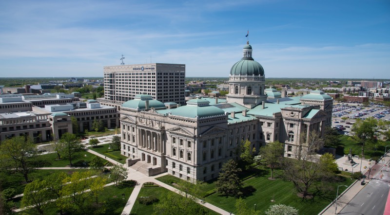 aerial view of the Indiana state house