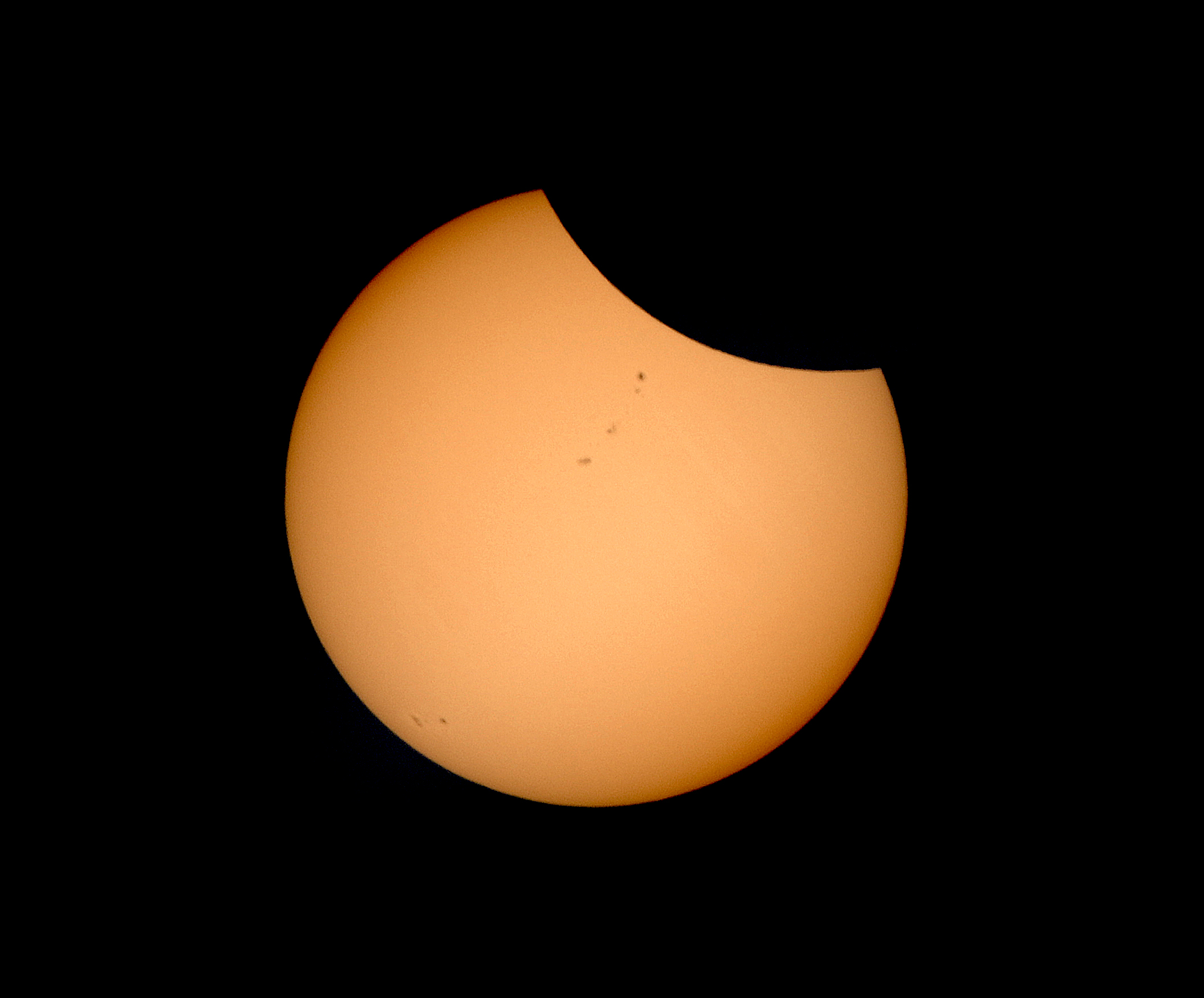 The moon beginning to eclipse the sun during the 2017 partial solar eclipse