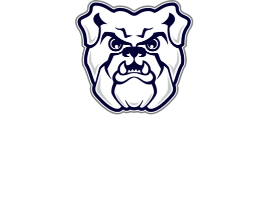 Butler University logo. Bulldog head above word mark
